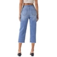 thumbnail image 5 of Womens Capri Jeans Stretchy Frayed Raw Hem Wide Leg Cropped Jenas with Pockets 2026 Summer High Waisted Denim Pants Blue M, 5 of 7