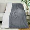 thumbnail image 2 of Gogreen Sherpa Fleece Throw Blanket for Couch Bed Sofa Adults -Soft and Warm Blanket for Winter, Thick and Fuzzy Throw Blanket, Light Grey, 50x60 Inches, 2 of 5