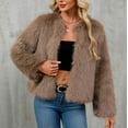 thumbnail image 5 of Sexlip Women's Winter Coats Fleece Cropped Jacket Faux Fur Long Sleeve Pockets Shaggy Warm Outerwear Fall Clothes Yellow L, 5 of 7