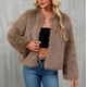 thumbnail image 5 of Chaqueta de abrigo cálida para mujer, de invierno, lisa, con cuello redondo, 5 of 7
