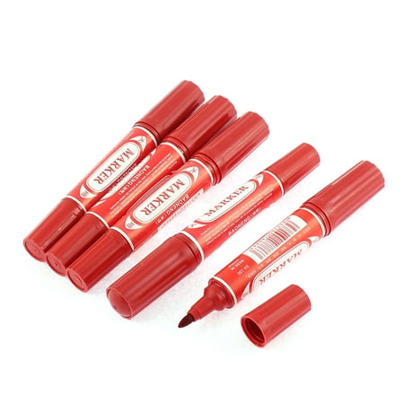 Unique Bargains Waterproof Permanent Red Oil Paint Marker Pen Fast Drying 5pcs School
