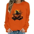 thumbnail image 6 of Jsaierl Halloween Sweatshirts for Women Spooky Pumpkin Ghost Graphic Sweatshirt Trendy Crewneck T-shirt Long Sleeve Holiday Pullover Tops Halloween Gifts, 6 of 6