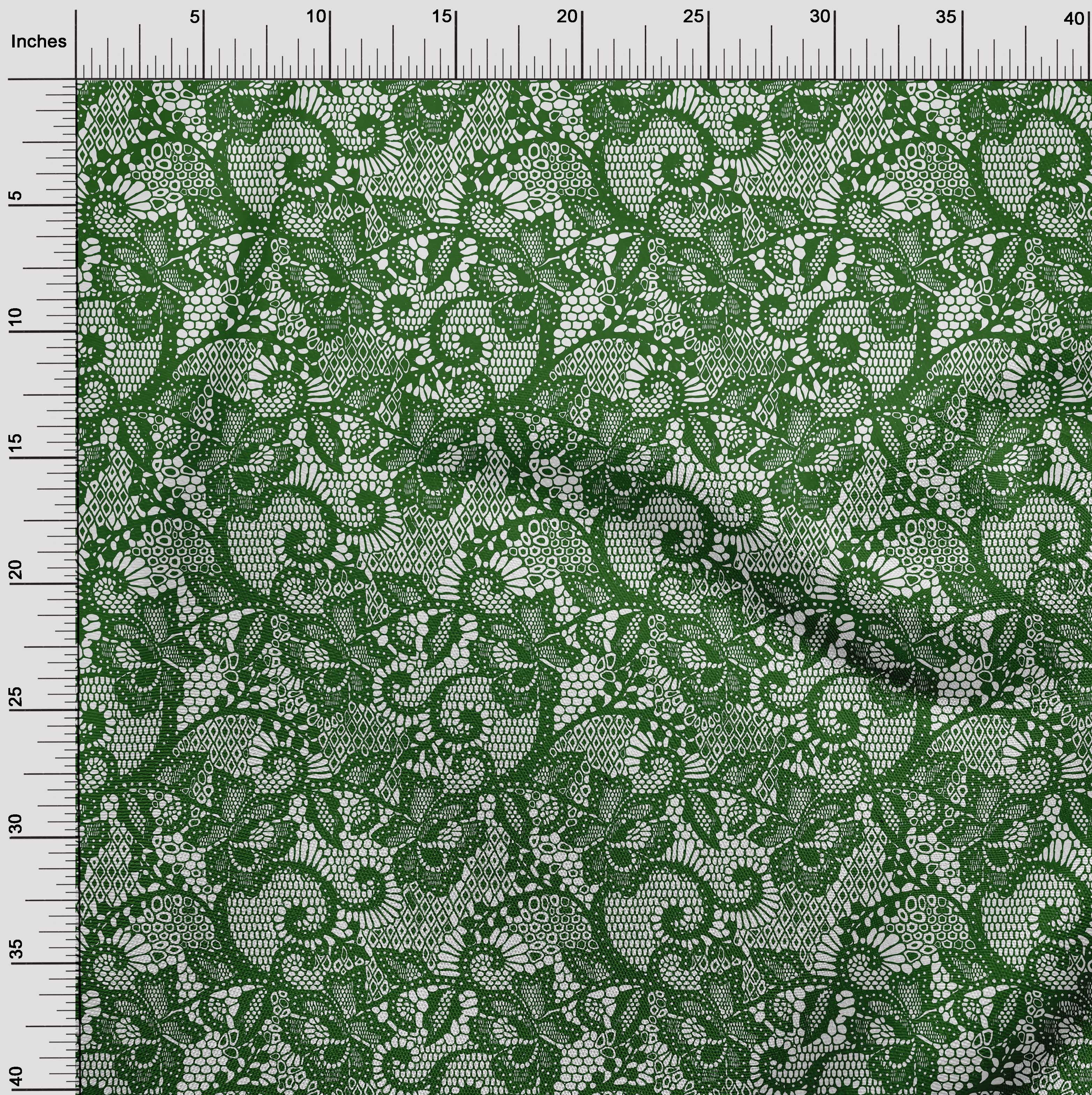 oneOone Cotton Cambric Dark Green Fabric Lace Floral Sewing Craft Projects Fabric Prints By Yard 56 Inch Wide