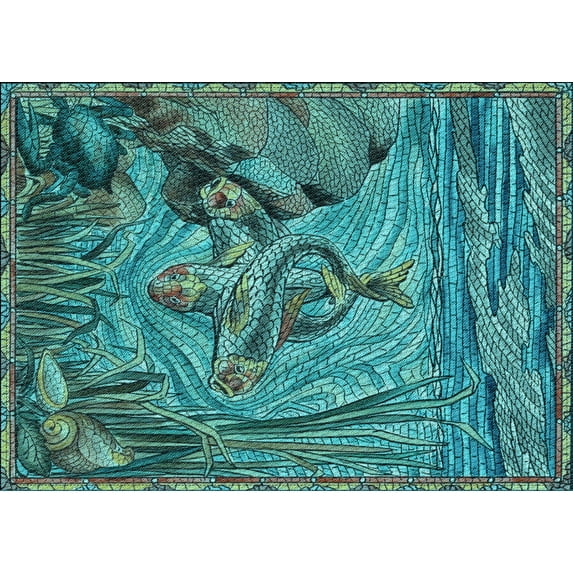Ahgly Company Indoor Rectangle Patterned Turquoise Green Area Rugs, 8' x 10'