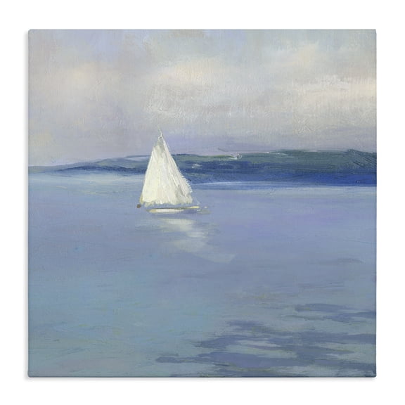Stupell Industries Coastal Serene Sailboat Floating Water Ocean Landscape Canvas Art, 24 x 24, by Sally Swatland