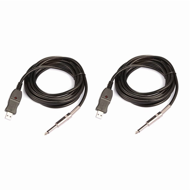 2piezas 3 Metro Guitarra para PC Cable de Grabacion Plomo Interfaz de Conexion de Conversor Adaptador 6.5mm