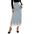 thumbnail image 2 of Silk Satin Skirts for Women High Waist Polka Dots Lace Hem Elegant Dressy Casual Midi Skirt Office Work Skirt, 2 of 7