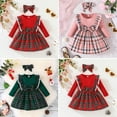 thumbnail image 3 of Christmas Dress for Toddler Infant Girls Long Sleeve Knit Top Ruffle with Plaid Bow Skirt Xmas Clothes, 3 of 4