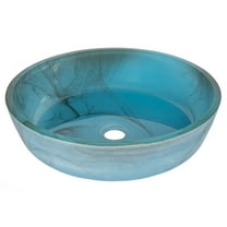 Eden Bath EB-GS51 Blue Mist Flat Bottom Glass Vessel Sink