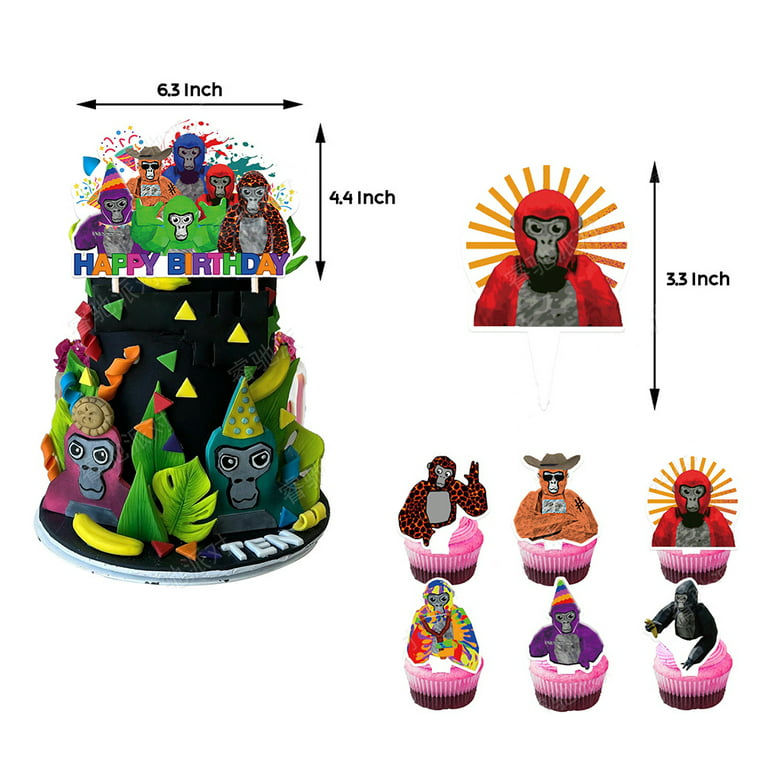 Gorilla Tag Popular Game Theme Happy Birthday Party Supplies, Include Banner,  Balloons Kit, Cake Topper, Cupcake Toppers, Decoration Set