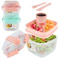 thumbnail image 1 of HLONK Salad Container with Utensils Leakproof Salad Bento Box with 3 Compartment Tray Reusable Salad Lunch Box with Salad Dressing Cup Bento Salad Bowl Microwave Safe for Food Fruit Snack, 1 of 8