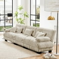 thumbnail image 2 of 3-Seater Sectional Sofa Modular Deep Seat Sofa Couch , Chenille Sofa Soft Comfy Upholstered Furniture for Living Room, Apartment, Studio, Office,Chenille Light coffee, 2 of 9