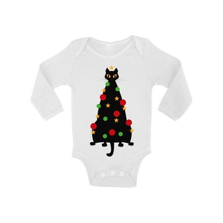 

Awkward Styles Ugly Christmas Baby Outfit Bodysuit Cat Xmas Tree Baby Romper