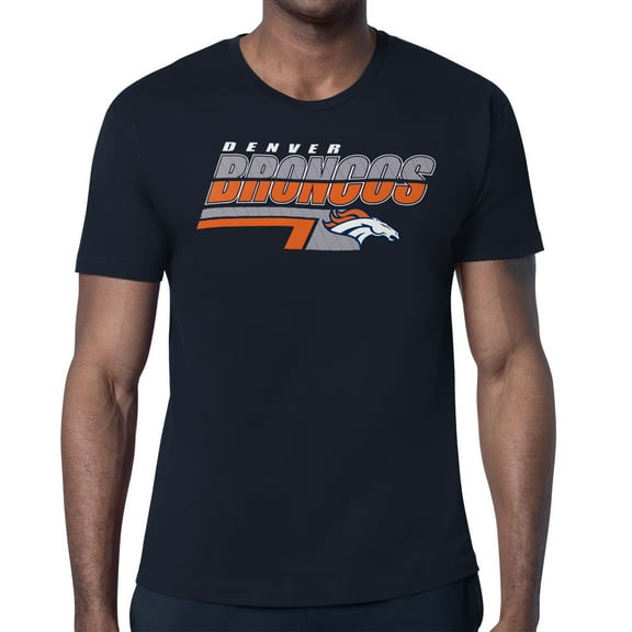 Men's Starter Navy Denver Broncos Logo Push Graphic T-Shirt