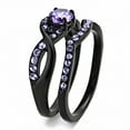 thumbnail image 3 of IP Black(Ion Plating) Stainless Steel Ring with AAA Grade CZ in Amethyst for Women Amethyst Stone Color Style TK3560 Size 10, 3 of 4