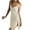 Beige, variant on Women's Sleepwears Sexy Solid Satin Silk Full Slip Sleepshirt Light Comfy Side Split V-Neck Sleeveless Nightgown