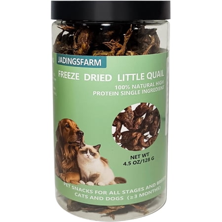 Freeze Dried Little Quail, 4.5 Oz Freeze dried Quail Dogs Cat Treats, Single Ingredient Freeze Dried Cat and Dog Treats Delicious Training Snacks, Natural Food Healthy Animal Protein Pet Food