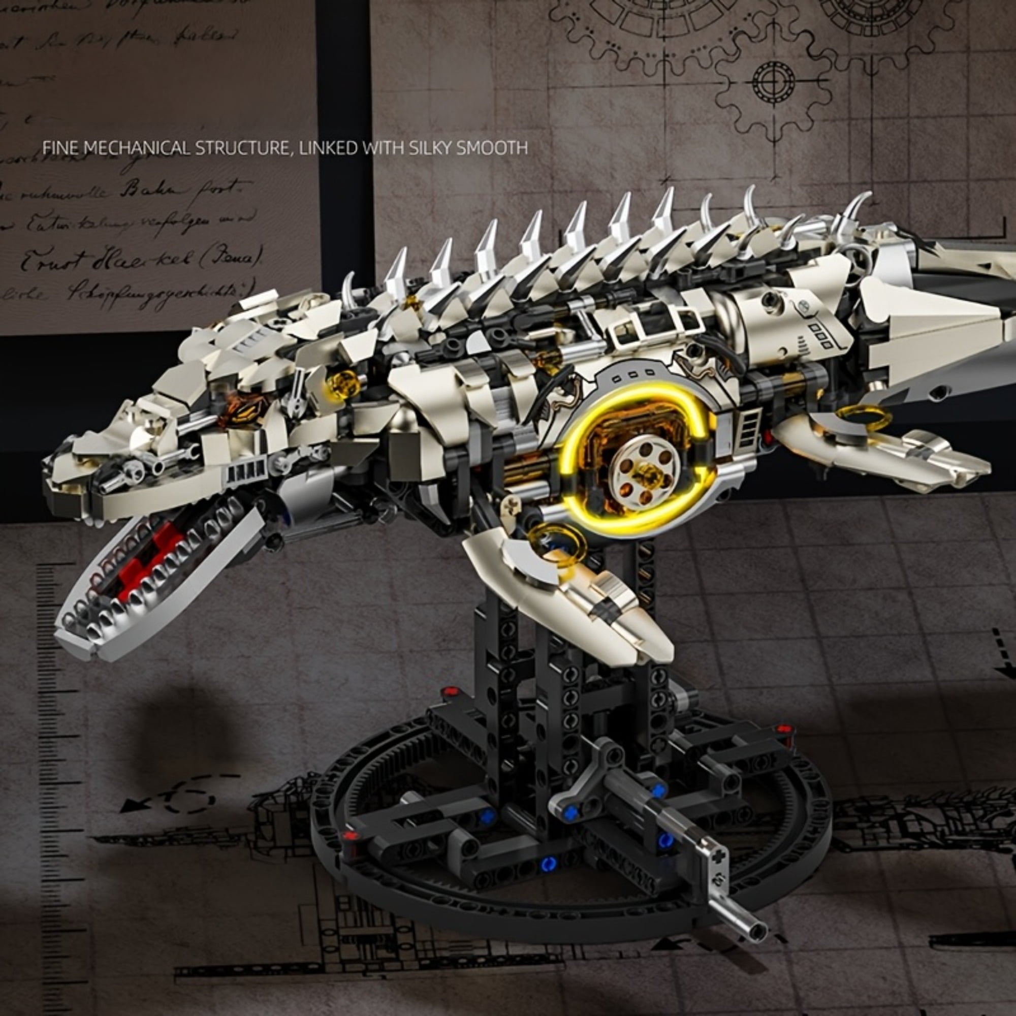 Remocguys Mosasaurus Mechanical Building Set Compatible with Lego&nbsp;Collectible Skeleton Model Kit with Led for Adults Boys 1413pcs