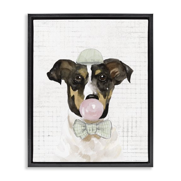 Stupell Industries Contemporary Dog with Bowtie Patterned Black Floating Frame Canvas Art, 17 x 21, by Masey St. Studios