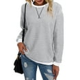 thumbnail image 4 of DOKOTOO Womens Oversized Sweatshirts Crew Neck Striped Pullover Tops Long Sleeve Pullover Sweatshirt 2024 Fall White L US12-14, 4 of 8