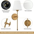 thumbnail image 4 of Wall Sconces Sets of 2, Hardwired Classic Brushed Brass Sconces Wall Lighting, Bathroom Vanity Light Fixture with Fabric Shade for Bedroom Living Room Hallway Kitchen, Gold, 4 of 6