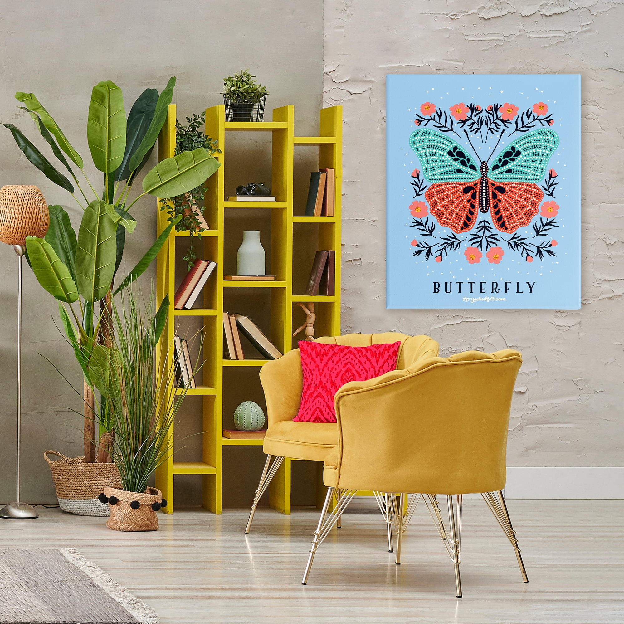Stupell Industries Butterfly Symmetry on Blue Canvas Wall Art, design by Indira Prieto | IndySign