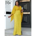 thumbnail image 5 of Missord Yellow Sequin Plus Size Wedding Party Dress Elegant Women V Neck Flare Sleeve Bodycon Prom Dresses Long Evening Gown, 5 of 5