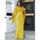 thumbnail image 5 of Missord Yellow Sequin Plus Size Wedding Party Dress Elegant Women V Neck Flare Sleeve Bodycon Prom Dresses Long Evening Gown, 5 of 5