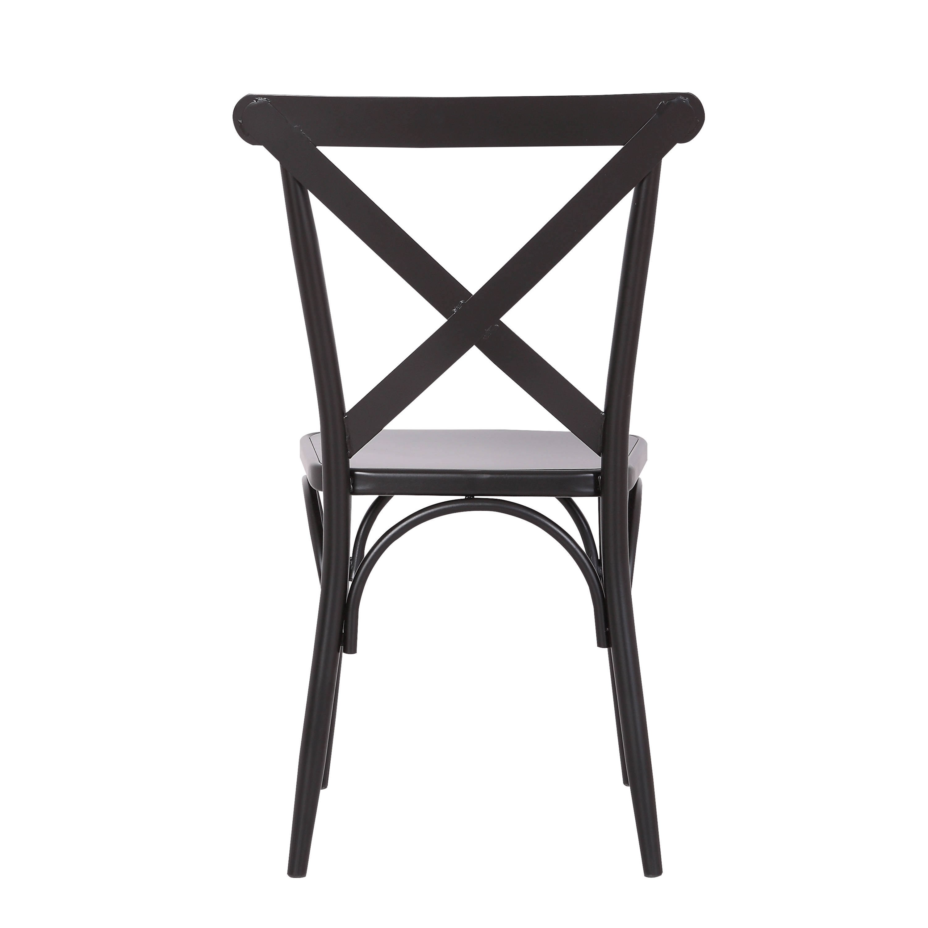 Rustic Cross Back Metal Modern Farmhouse Dining Chair, Matte Black