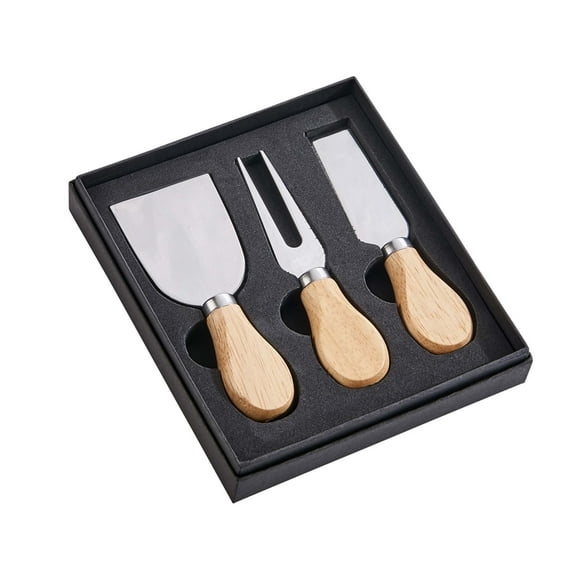 5" 3-Piece Stainless Steel With Rubber Wood Handles Cheese Tools