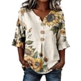 thumbnail image 2 of Yellow Shirts for Womens 3/4 Sleeve Fall Slim Fit Basic Shirt Layer for Office, 2 of 4