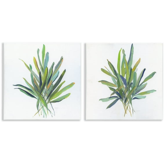 Stupell Industries Layered Plant Sprigs Plants & Flowers Painting Unframed Art Print Wall Art, 12 x 12, Set of 2