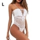 thumbnail image 1 of Body de encaje sexy para mujer Ropa de dormir Ropa interior de malla con vendaje en V profundo, Blanco, L sidaley XX000221-05, 1 of 7