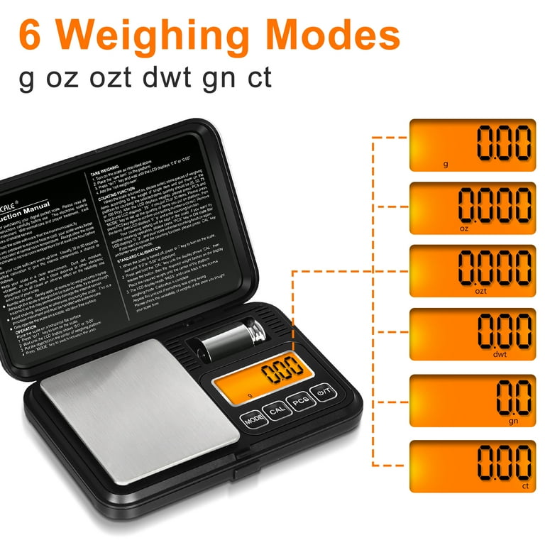 Thinkscale Gram Scale, 200g/0.01g Mini Pocket Scale with 6 Units, Tare, Scales Digital Weight Grams for Jewelry, Herb, Medicine, Powder, Cal Weight