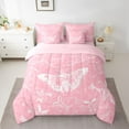 thumbnail image 2 of Castle Fairy Gothic Pink White Moth Bedding Comforter Set 7pcs for Boys Girls,Botanical Tree Leaves Queen Bedding Sets Super Cozy,Bohemian Vintage Aesthetic Queen Sheet Sets,Luxury Bedroom Decor, 2 of 8