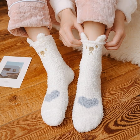 

ZMHEGW Socks For Women Winter Printing Thickened Coral Nonslip Floor Stockings
