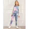 thumbnail image 2 of Oudiya Girls 2 Piece Tie Dye Sweatsuit Set Tracksuits Pullover Sweatshirts and Sweatpants with Pockets, 4-12Y, 2 of 7