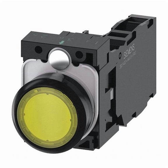 Siemens Illuminated Push Button,Yellow,22mm,LED 3SU1103-0AB30-1FA0