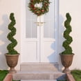 thumbnail image 3 of DR.Planzen  4FT Artificial Boxwood Spiral Topiary Tree – 900 Leaves Faux Boxwood Plant, UV Resistant Fake Plant – Realistic Front Door Entryway Porch Decor Potted Tree for Outdoor Garden Patio, 3 of 8