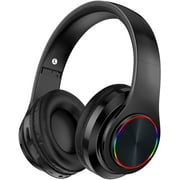 Wireless Headset Over Ear, Black,  RGB Gaming Headphones with Microphone Bluetooth 5.0 HiFi Stereo Sound Foldable Rechargeable