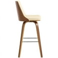 thumbnail image 3 of Maklaine 30" Modern Faux Leather Swivel Bar Stool in Cream/Walnut, 3 of 8
