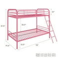 DHP Dusty Twin over Twin Metal Bunk Bed with Secured Ladder, Pink