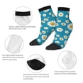 thumbnail image 3 of Goofa Daisies Flowers Pattern Non Slip Socks with Grips for Elderly, Crew Socks Yoga Hospital Socks Cushioned Sole Gripper Socks for Men Women, 3 of 5