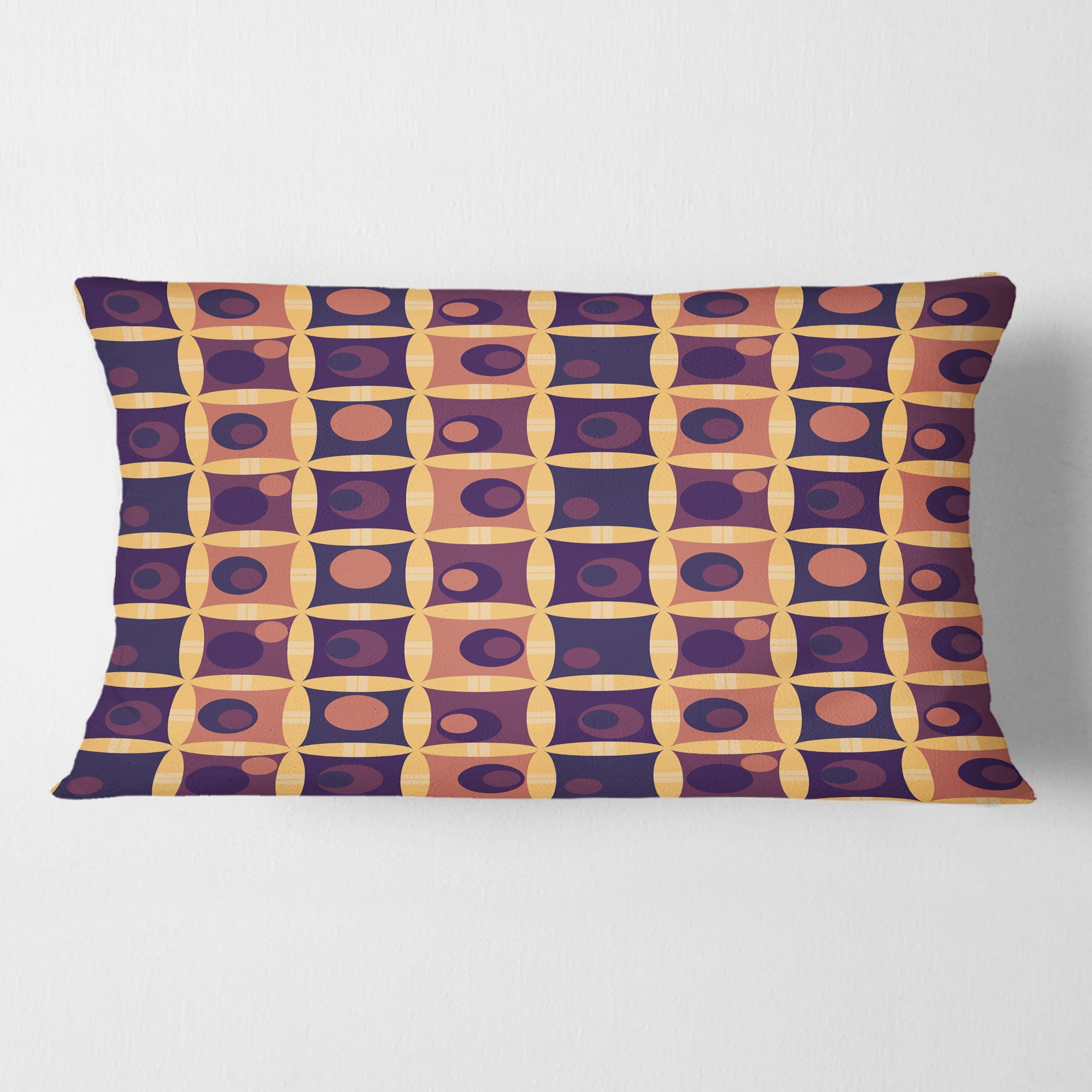 Designart Retro Grid in Orange' Mid-Century Modern Throw Pillow - 12x20