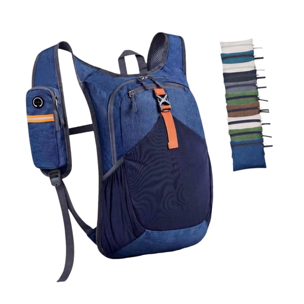 Mochila de senderismo con bolsa de almacenamiento, mochila de día para senderismo, montañismo, camping y viajes. Azul oscuro