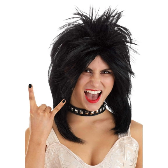 Women's Heavy Metal Rocker Black Wig