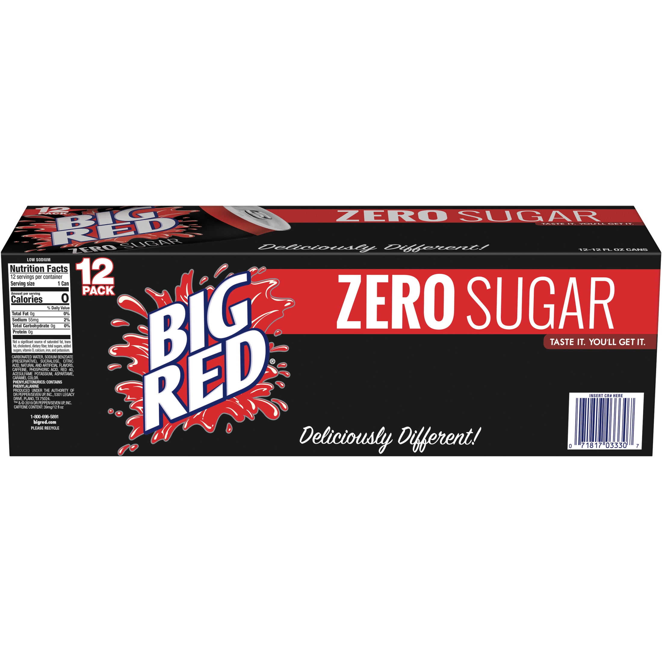 Big Red Zero Sugar Soda Pop, 12 fl oz, 12 Pack Cans