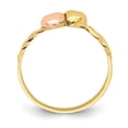 thumbnail image 2 of Solid 14k Yellow and White Gold Two Tone Two Hearts Ridged Ring Band Size 7.5, 2 of 6