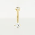 thumbnail image 2 of Anygolds 14K REAL Solid Gold 5mm Round CZ Belly Piercing Curved Barbell Body Belly Piercing Jewelry 14Gauge - MBJ1394-CZY Yellow Gold, 2 of 4