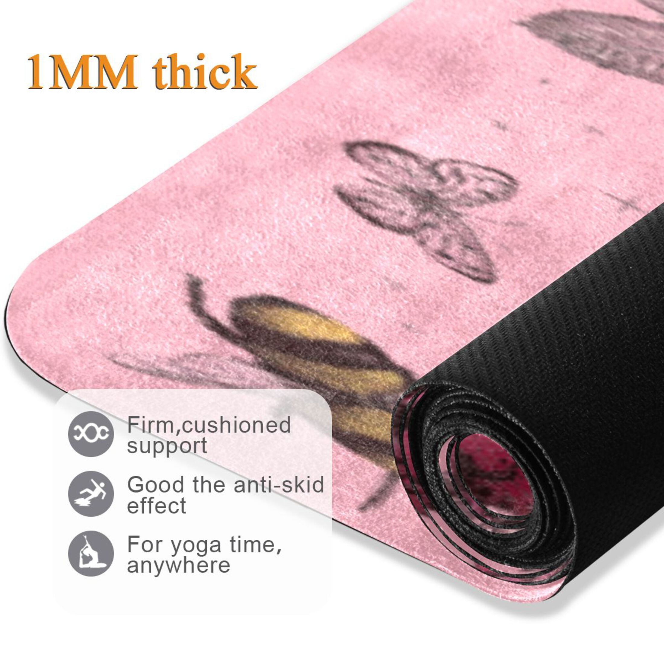 BZSMCE Yoga Mat Women Fitness Mat Pink Eden Tangles Pattern
